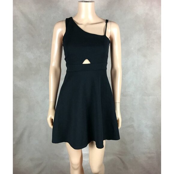 Material Girl Black One-Shoulder Fit and Flare Mini Dress NWT SMALL - Picture 2 of 7